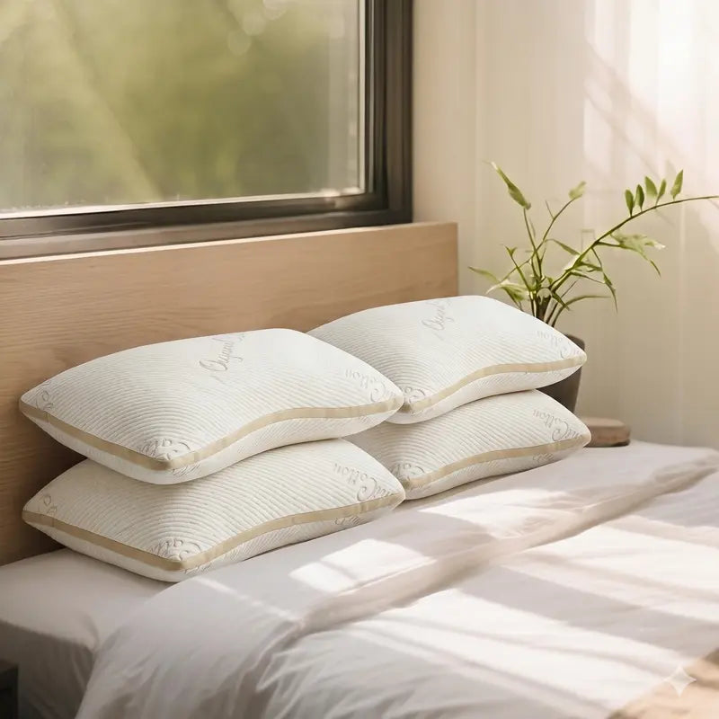 Side Sleep Organic Cotton Latex Pillow | 75% Latex / 25% Fiber Filling | Elastic Support